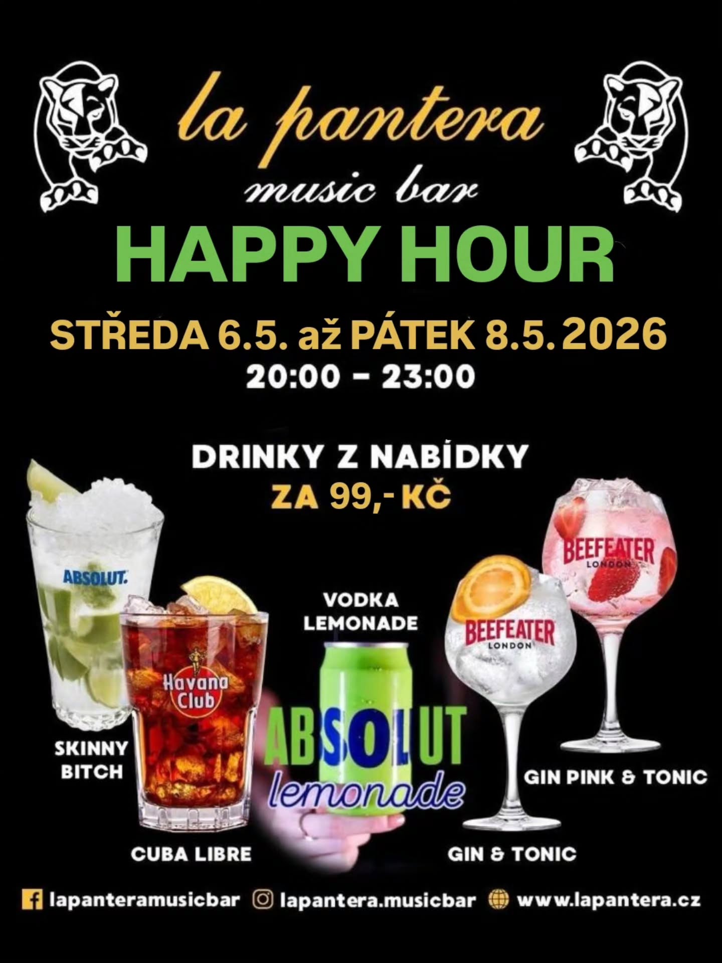 Instagram — HAPPY HOUR v La Pantera je zpět! 🐾🍹
Startujeme už tuto střed